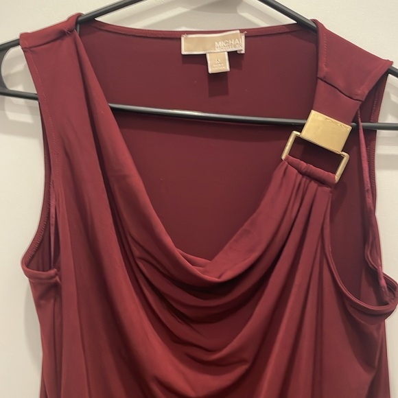 MICHAEL Michael Kors Sz M Drape Sleeveless Blouse in Burgundy - Picture 6 of 7